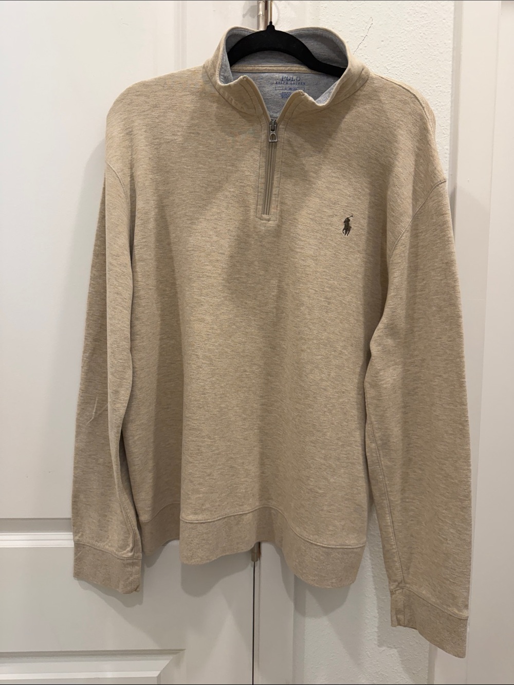 Ralph Lauren Beige Half-Zip Sweater with Pony Logo